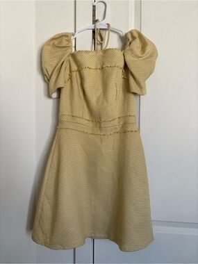 Yellow Puff Sleeve Mini Dress